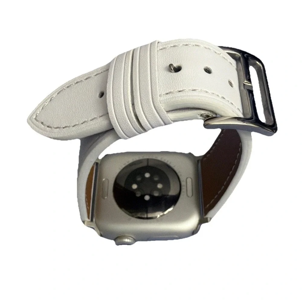 Strap Band WhiteUnisex's Leather replacement Band Series 10 iPhone Size 42/45 NW